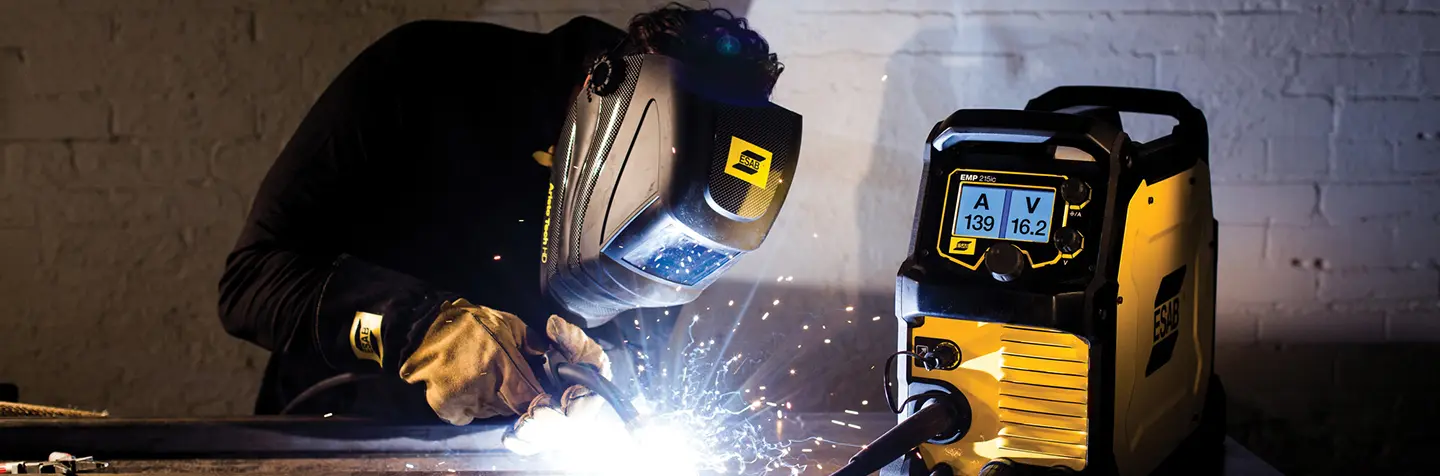 esab welder and man mig welding