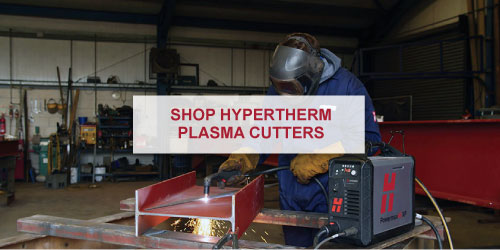 man plasma cutting with hypertherm